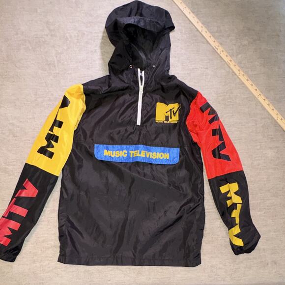 MTV Other - MTV Vintage Y2K Men's Colorblock Windbreaker Jacket Hooded 1/4 Zip Logo Size M